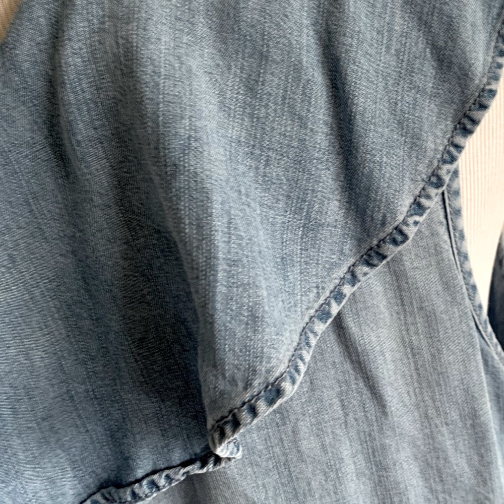 Mossimo Blue Sheath Ruffle One Shoulder Lyocell Chambray Denim Dress Sz Sml - Picture 7 of 12